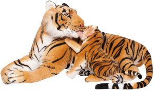 Peluche de tigre con cría gigante de Brubaker de 1 m - Los mejores peluches de tigres - Peluches de animales