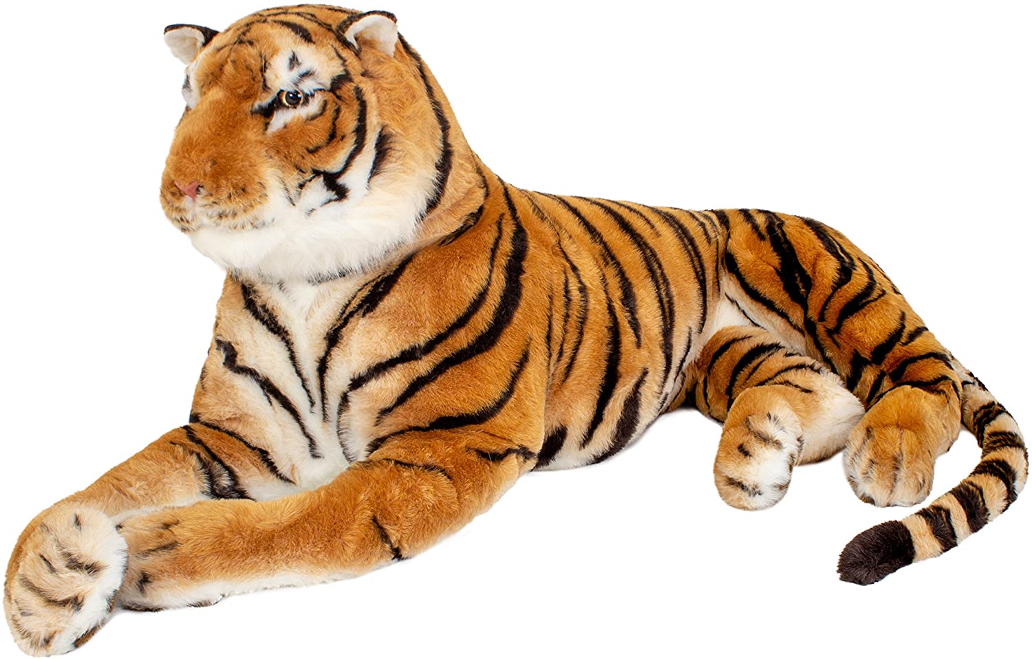 Peluche De Tigre De 45 Cm Acostado – Juguete Suave Y Realista, Regalo Para Niños Y Decoración De Salón, Marrón Y Rayas