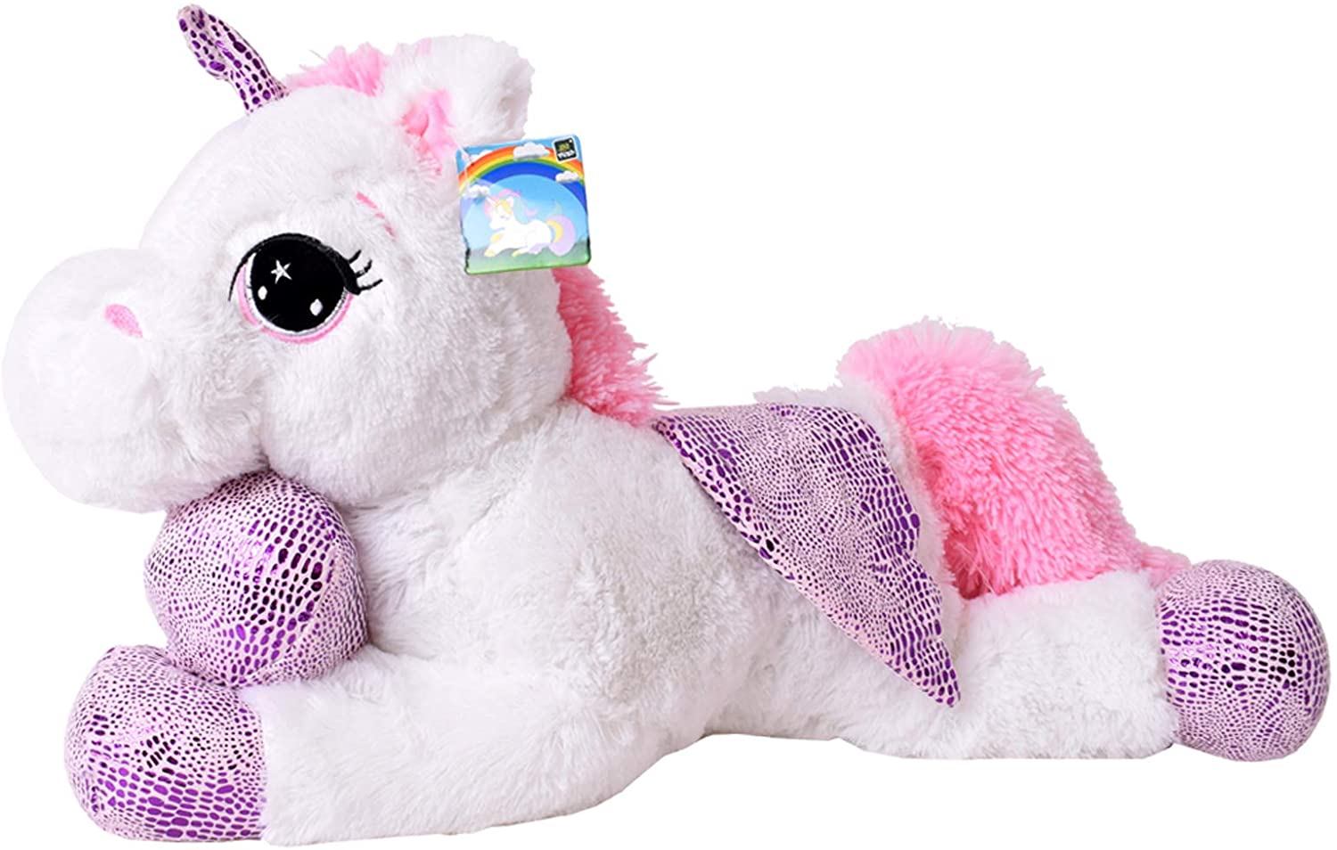 Unicornio De Peluche Blanco De 20 Cm | Peluche Suave Con Crin De Colores Y Cuerno Brillante | Ideal Para Niños Y Fans De Unicornios